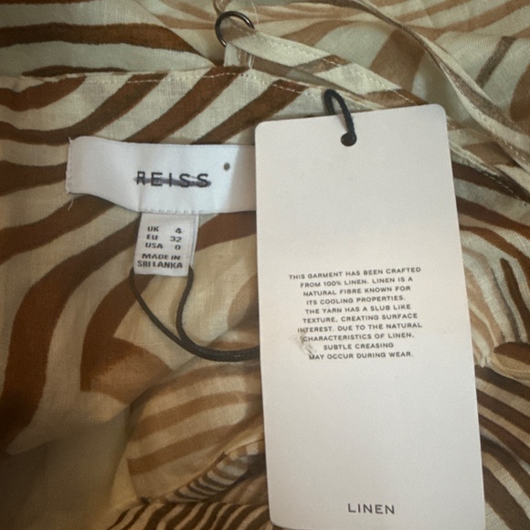 REISS Linen Blend Animal Print Dress Size 0 - Picture 2 of 11